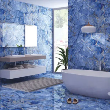 Carrelage 60x120 cm Blue Pearl Inox brillant