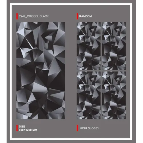Carrelage  60x120 cm Crissel Black brillant