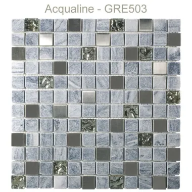 Mosaïque en verre, pierre et alu 30 x 30 cm GRE503