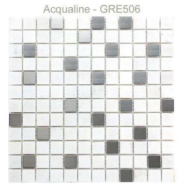 Mosaïque en verre, pierre et alu 30 x 30 cm GRE506